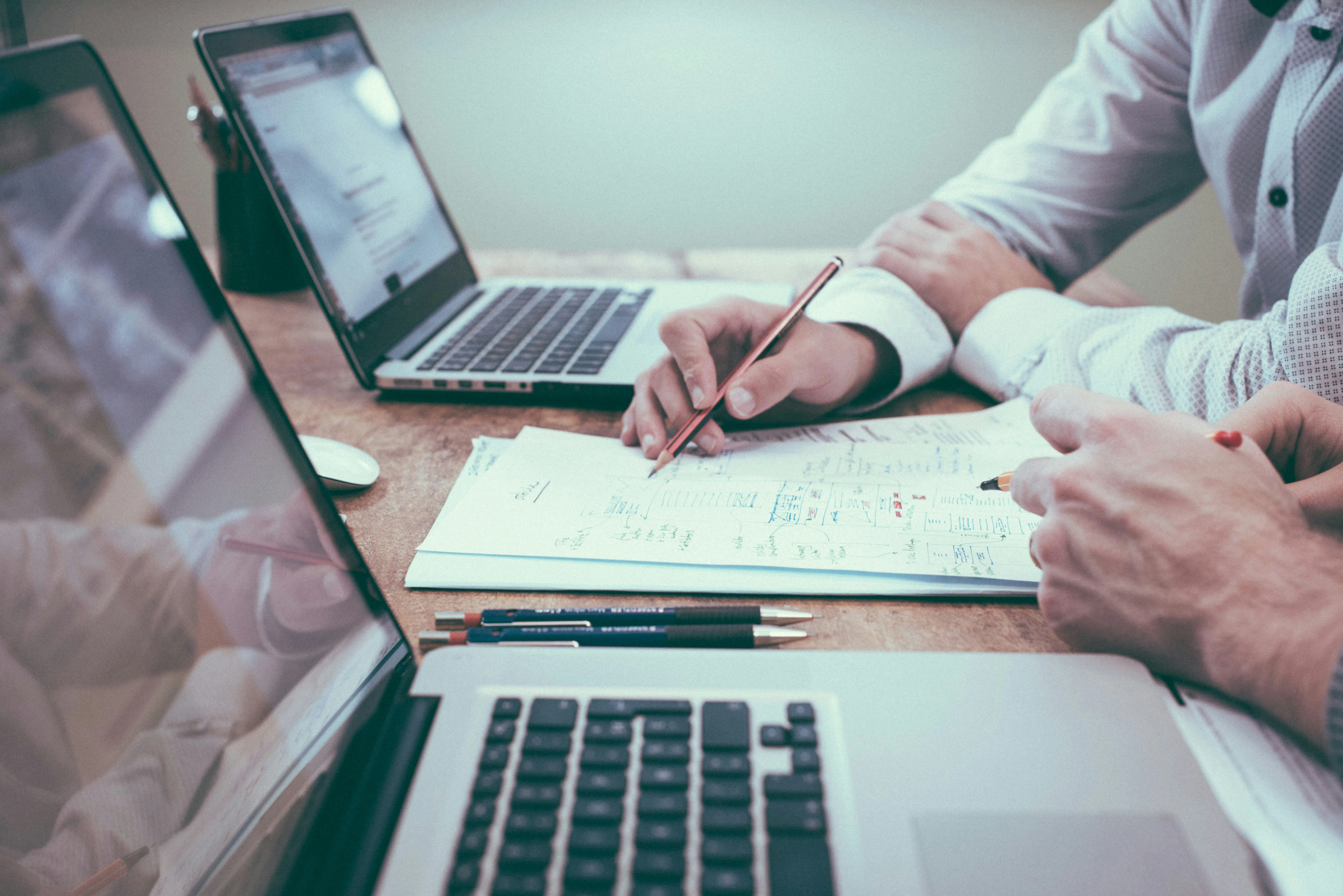Accountant preparing an accounting invoice template for client billing