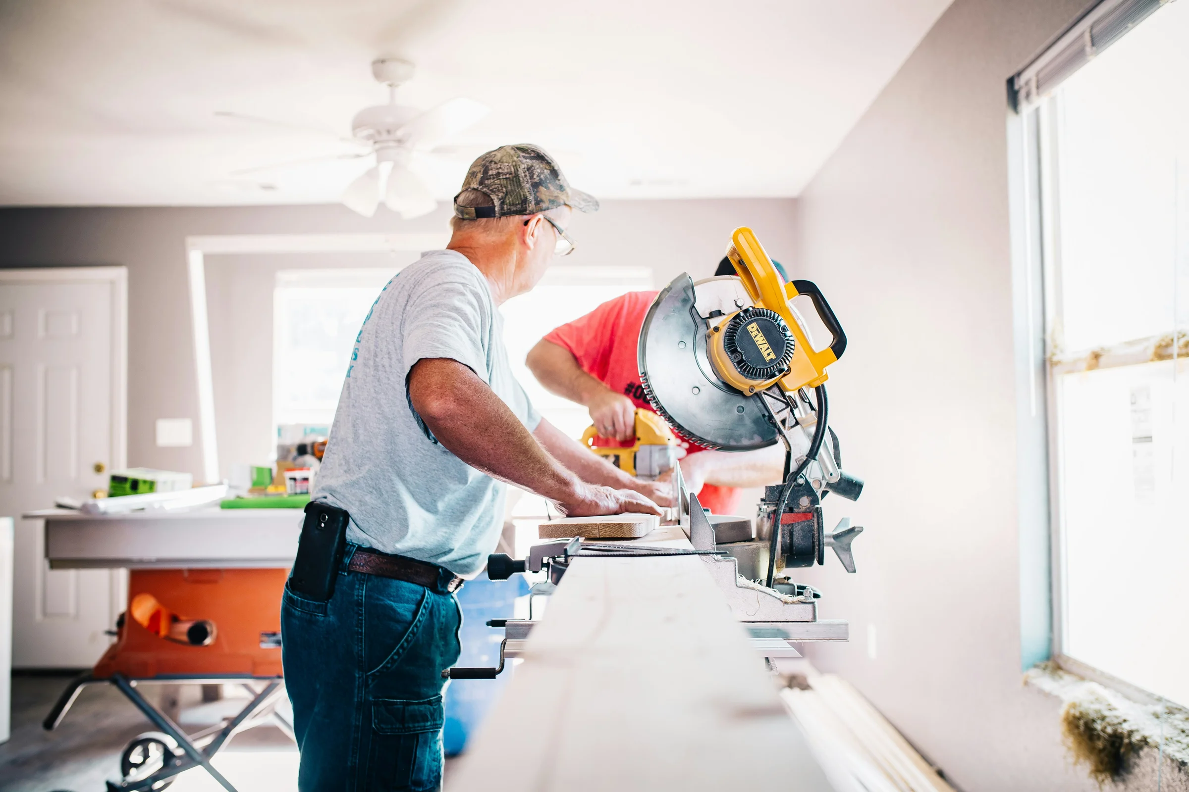 Handyman preparing an invoice after completing repair work
