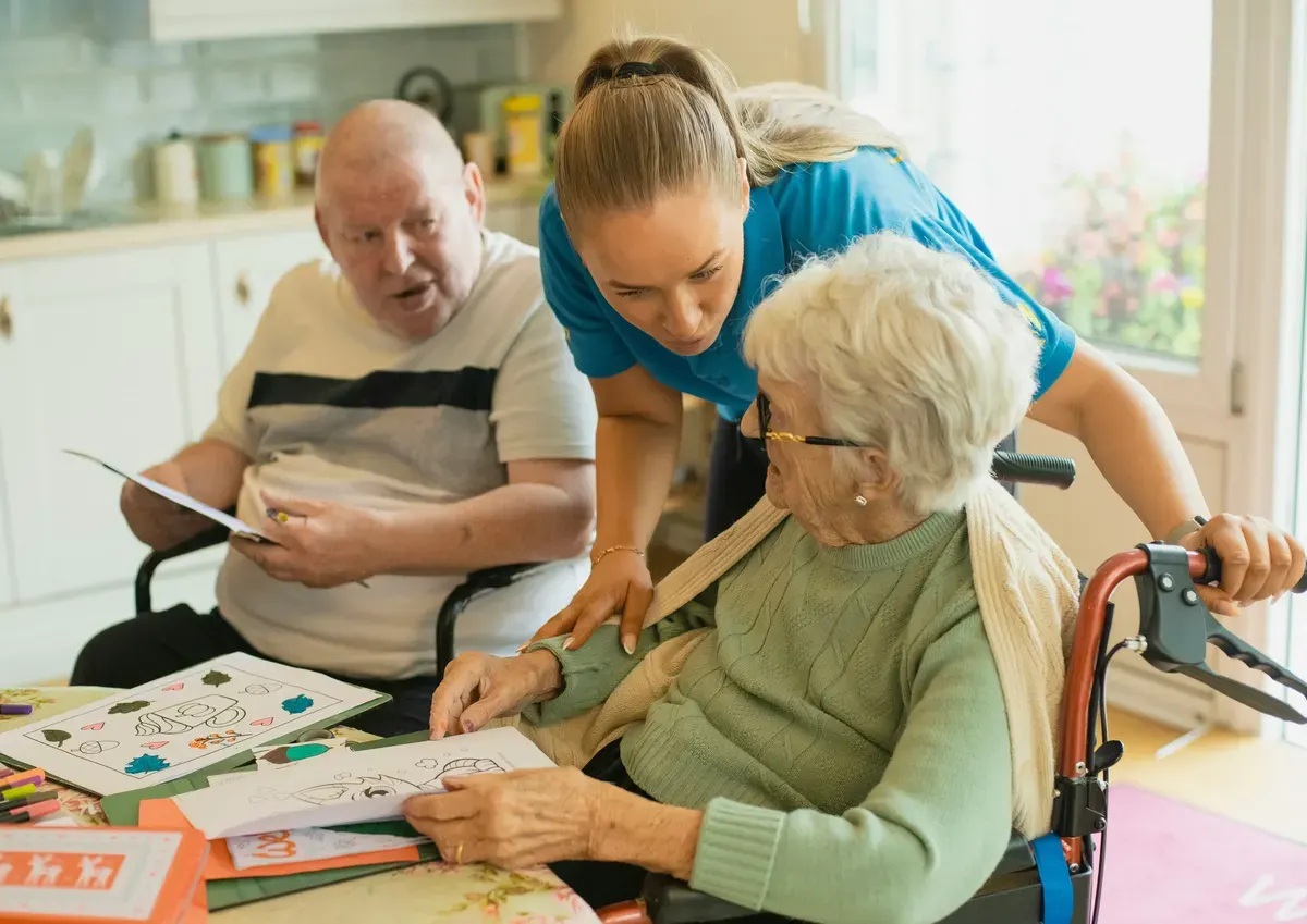 Caregiver preparing a professional home care invoice