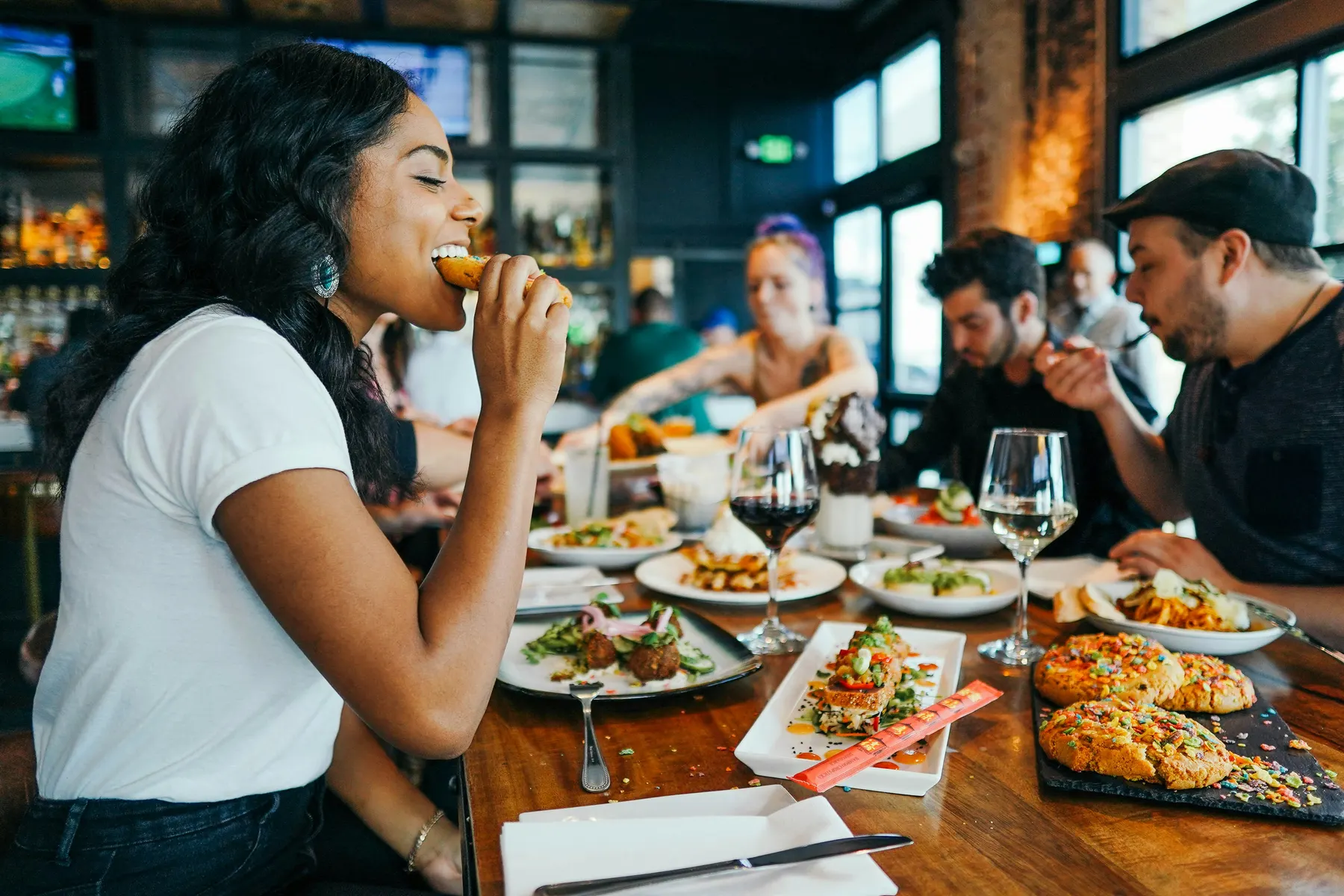 Restaurant owner preparing an invoice for food and dining services