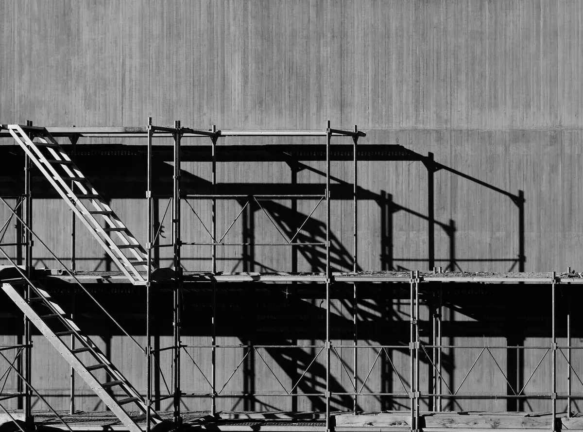 Scaffolding equipment installed at a job site for scaffold hire services