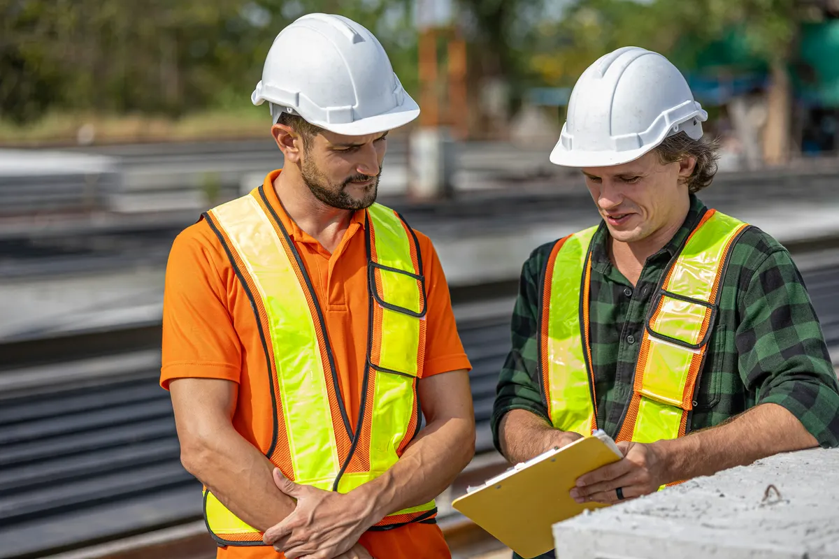 Subcontractor preparing an invoice for subcontractor work and construction services