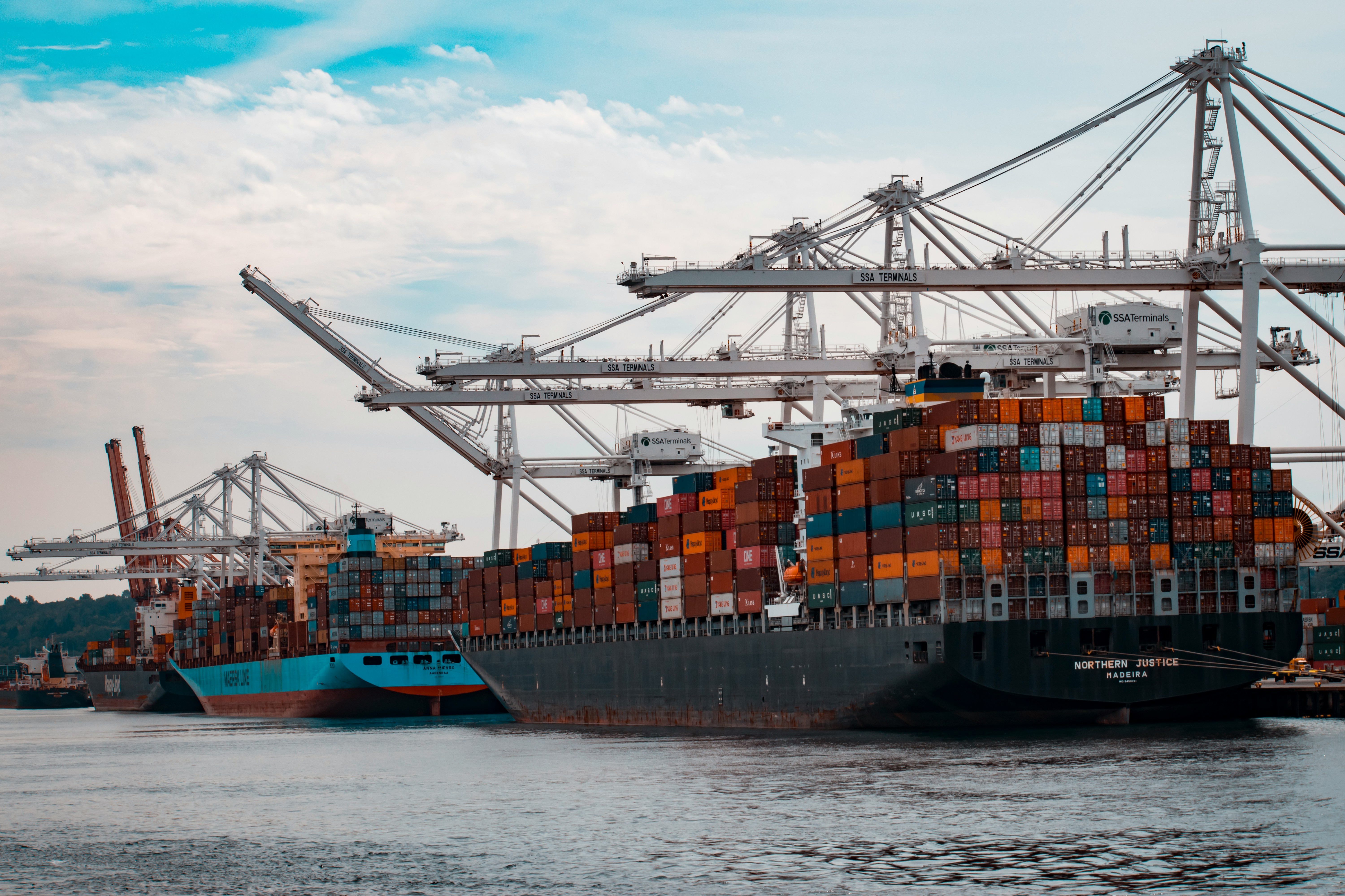 Transport business preparing an invoice for delivery and transportation services