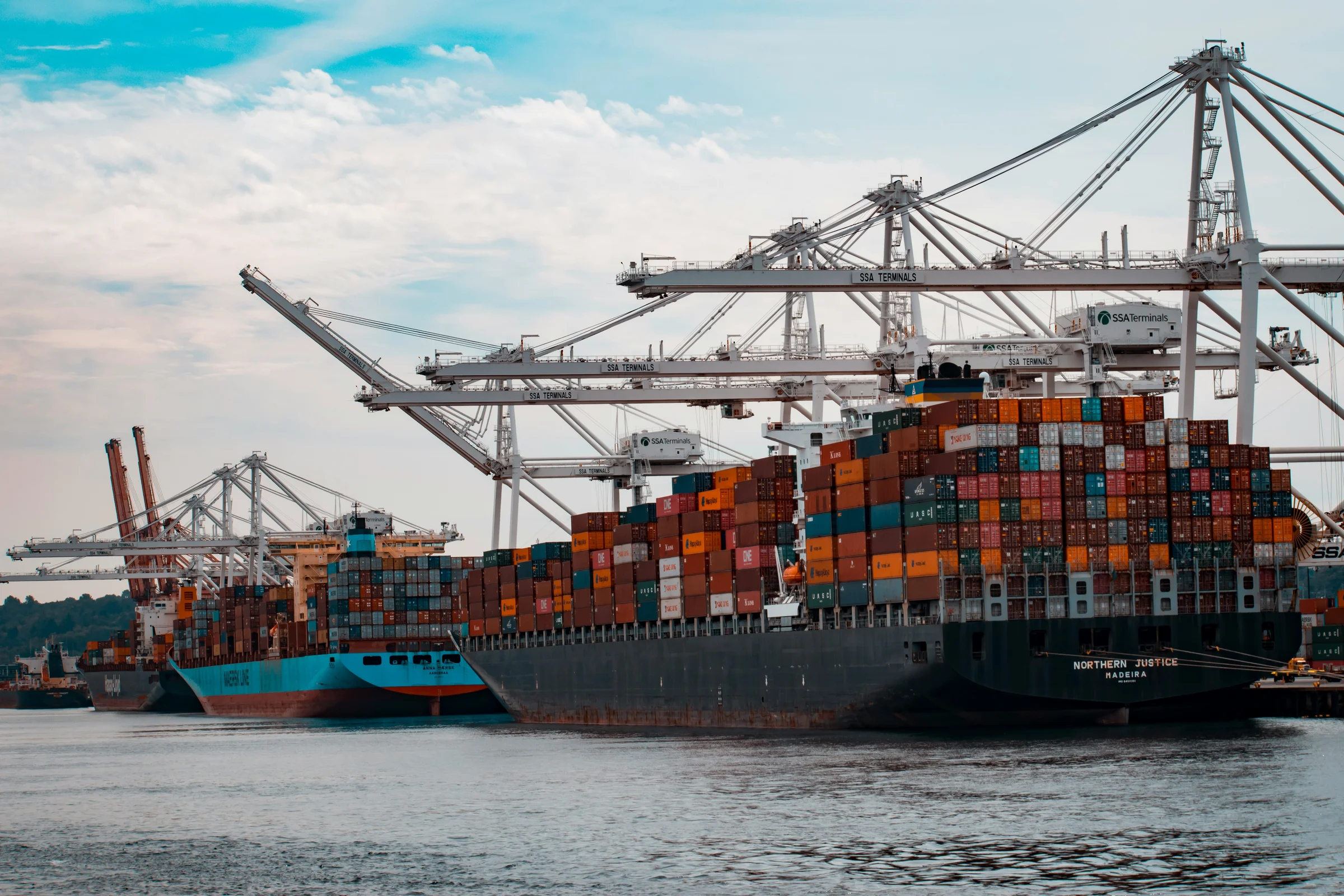 Transport business preparing an invoice for delivery and transportation services