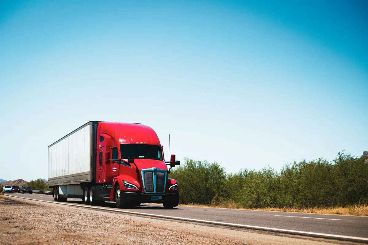 Freight truck being prepared for a commercial transportation job